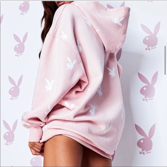 Playboy Tall Pink Bunny Hoodie Dress - Picture 9 of 9